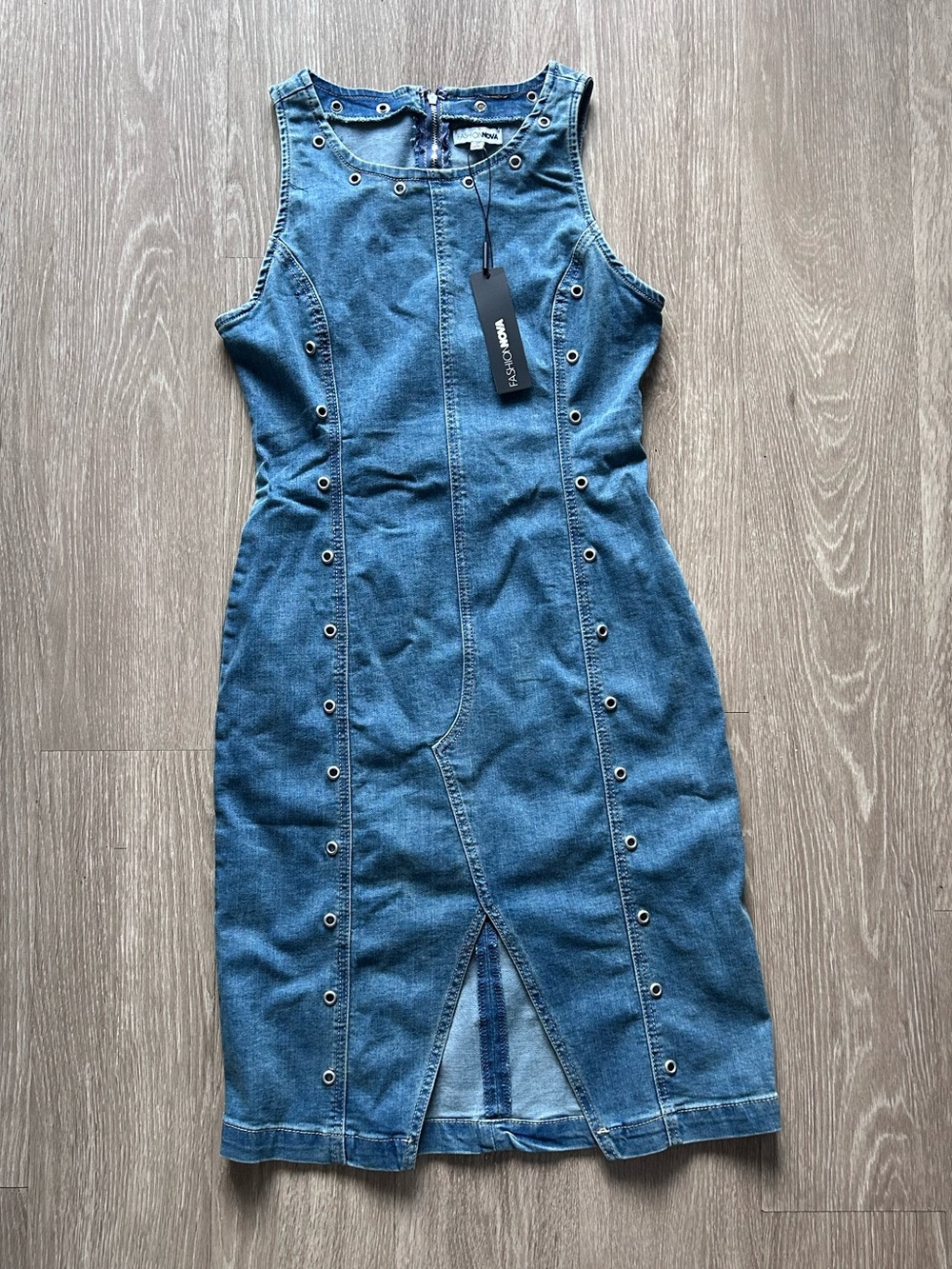 Fashion Nova Diana Denim Midi Dress - Blue Wash - Small